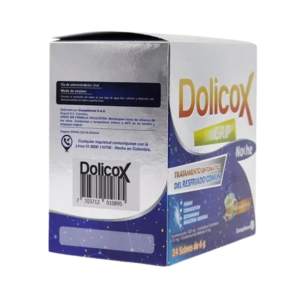 Dolicox Grip Noche Panela Limon Caja * 24 Sobres Medicbrand