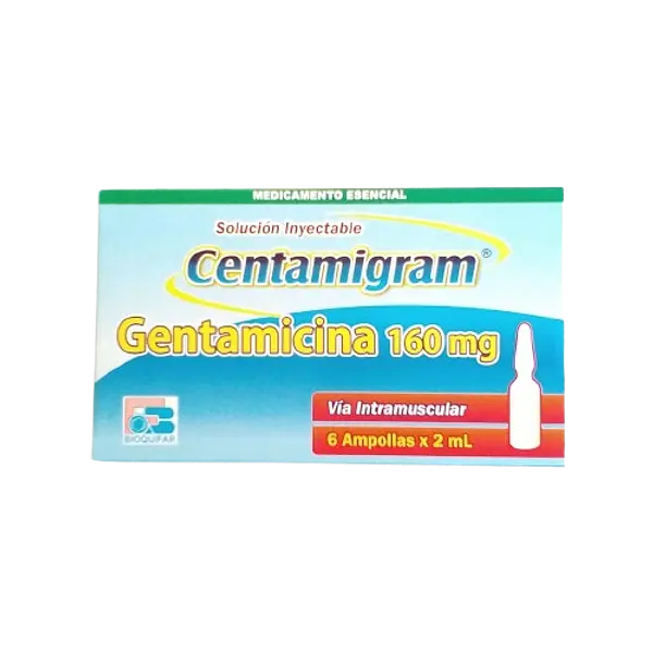 Gentamicina 160 Mg / 2 Ml Amp *6 (Centamigram) Bioquifar