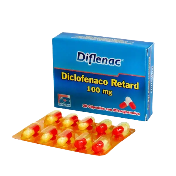 Diclofenaco 100 Mg Retard Cap * 20 (Diflenac) Bioquifar