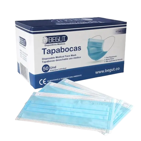 Tapaboca Desechable * 50 (Empaque Individual - Azul) Begut