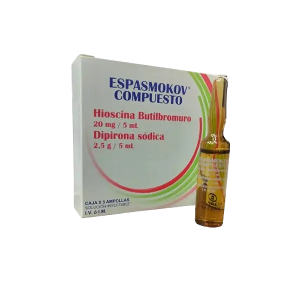 Hioscina 20mg/5ml+Dipirona 2.5mg/5ml(Espasmokov Compuesto)X 5 Ampn Blaskov