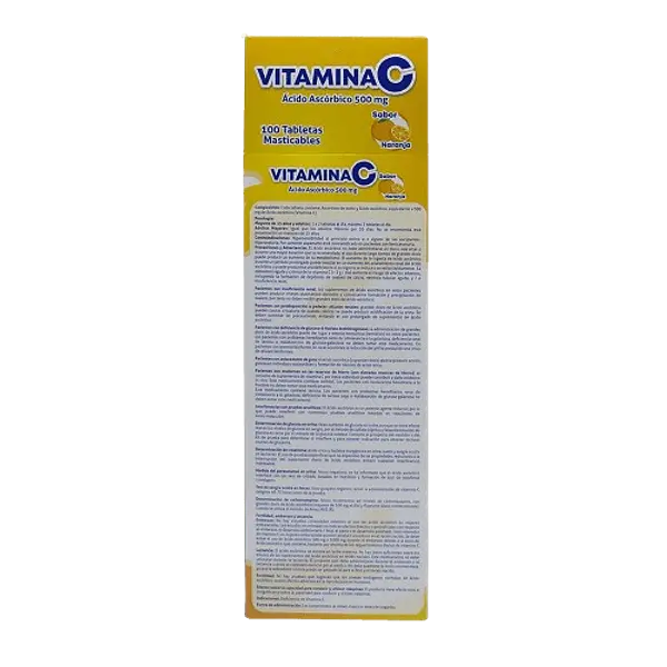 Vitamina C 500 Mg Naranja * 100 Tabletas Coaspharma