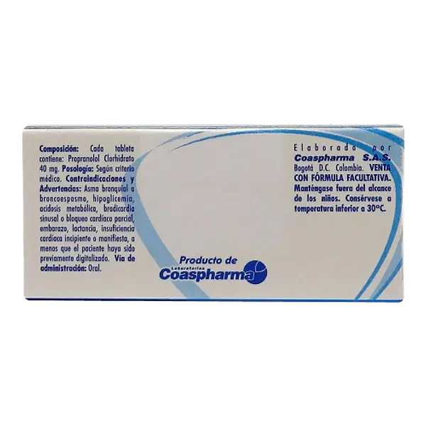Propanolol 40 Mg Tab * 20 Coaspharma