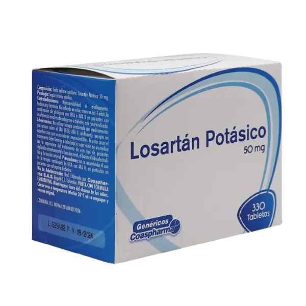 Losartán Potásico 50 Mg Caja * 330 Tabletas Coaspharma