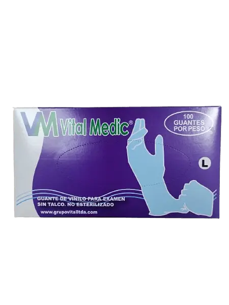 Guante De Vinilo Talla L Cja *100 Und Vital Medic