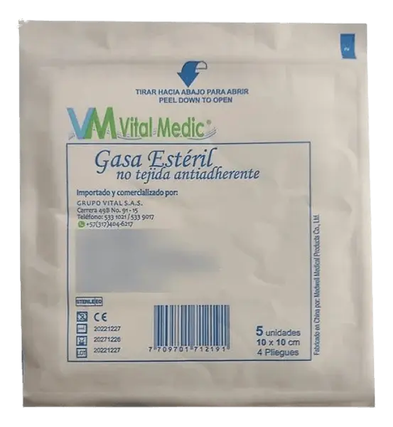 Gasa Esteril 4x4 X5 (10x10 Cm) Paq De 20 Sobres Vital Medic