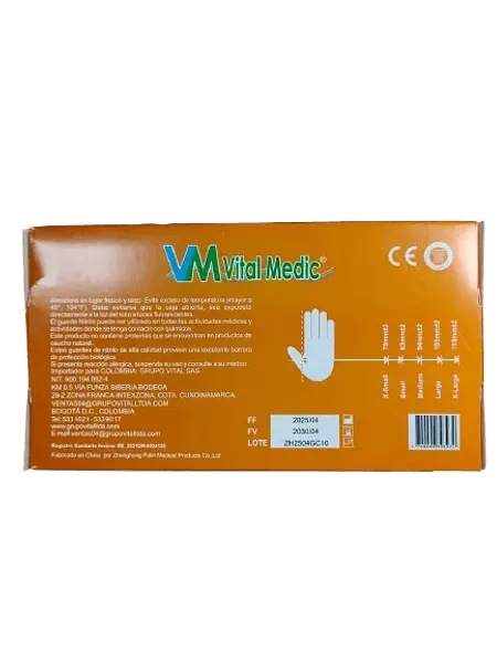 Guantes De Nitrilo Azul Talla L Cja * 100 Und Vital Medic