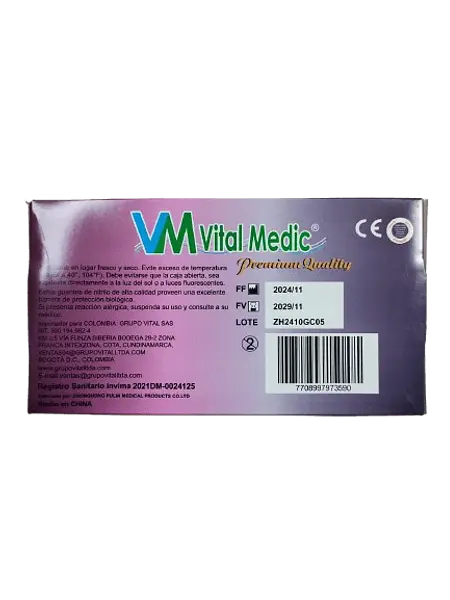 Guantes De Nitrilo Negro Talla L Cja * 100 Und Vital Medic