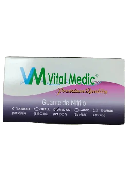 Guantes De Nitrilo Negro Talla M Cja * 100 Und Vital Medic