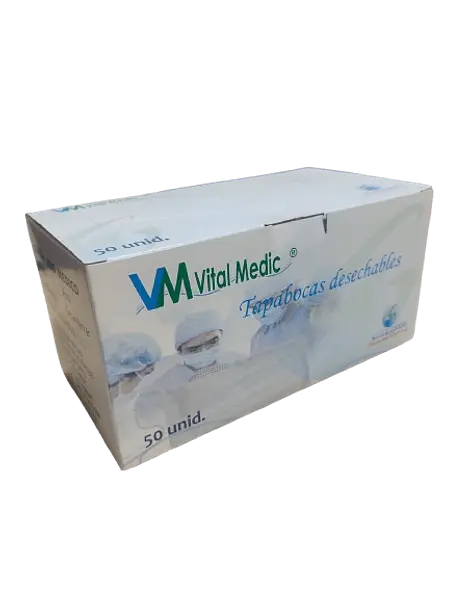 Tapabocas Desechables Azul Cj50 Und Empaq. Ind Vital Medic