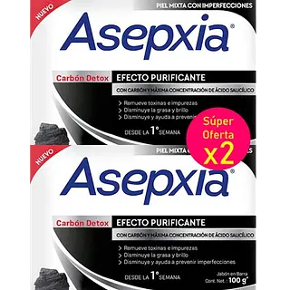 Jabon Asepxia Carbon Barra 100 Gr 2 Unidades Genomma Lab