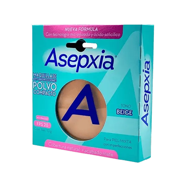 Polvo Compacto Asepxia Beige Medio Caja 10 Gr Nueva Form Genomma Lab