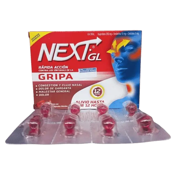 Next Gl Gripa 200mg/10mg/5mg Caja 8 Capsulas Genomma Lab