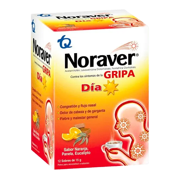Noraver Gripa Bebida Dia Caja X 12 Sobr De 16 Gr Tq