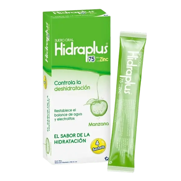 Hidraplus 75meq+Zinc Manzana Caja X 4 Sachets Tq